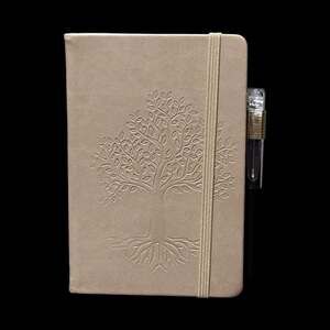 Light Khaki Tree of Life Embossed Small Hardcover Lined Journal with Pen